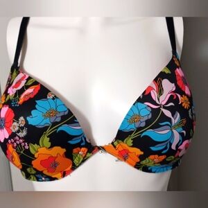 PINK Victoria's Secret Floral Bikini Top - Black, Blue, Pink, Orange